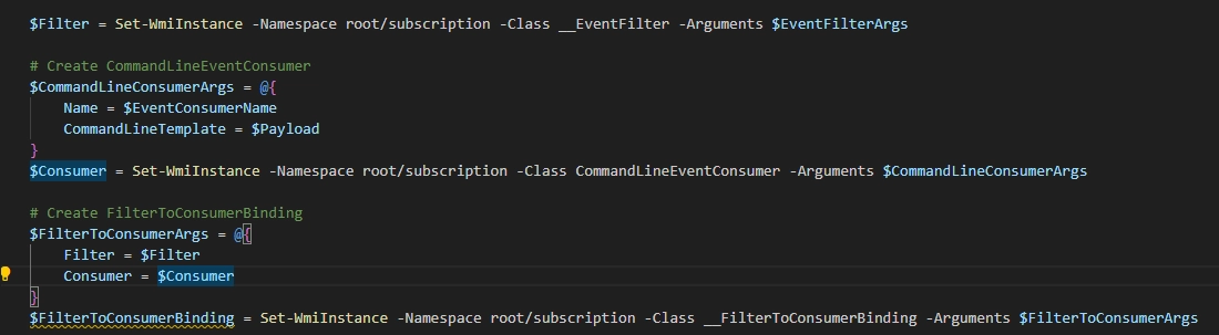 Создание filter, consumer и binding в скрипте