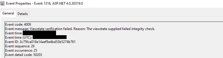 Событие ID 1316 The viewstate supplied failed integrity check (Event detail code 50203). image018.png